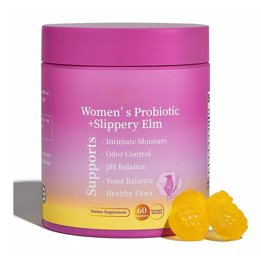 Women’s Probiotic + Slippery Elm Gummies, Pineapple Flavor,  Intimate Moisture & pH Balance Support