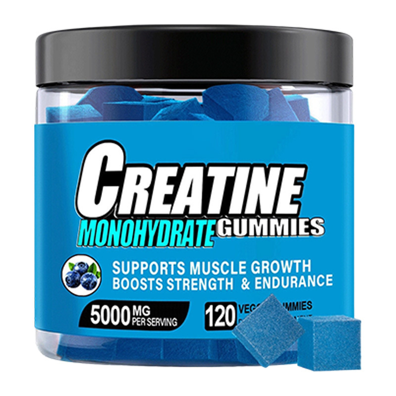 Creatine Monohydrate Gummies 5000mg Per Serving, Zero Sugar Blueberry Flavor, 120 Count Muscle Strength & Endurance Supplement