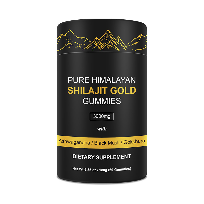 Pure Himalayan Shilajit Gold Gummies 3000mg with Ashwagandha, Black Musli & Gokshura, 60 Count Herbal Dietary Supplement