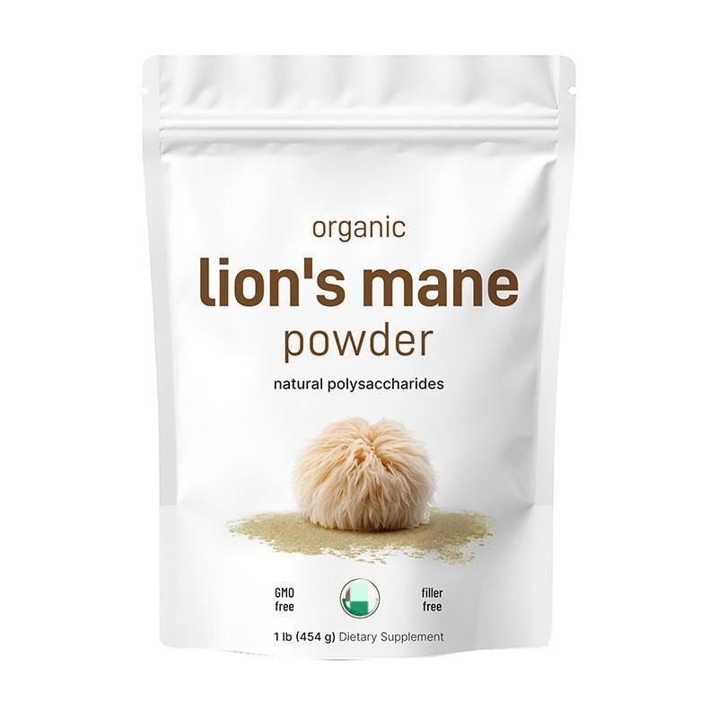 Organic Lion's Mane Mushroom Powder 1lb (454g), Natural Polysaccharides Brain Support Supplement, Non-GMO & Filler-Free Focus Memory Support Adaptogenic Mushroom Powder
