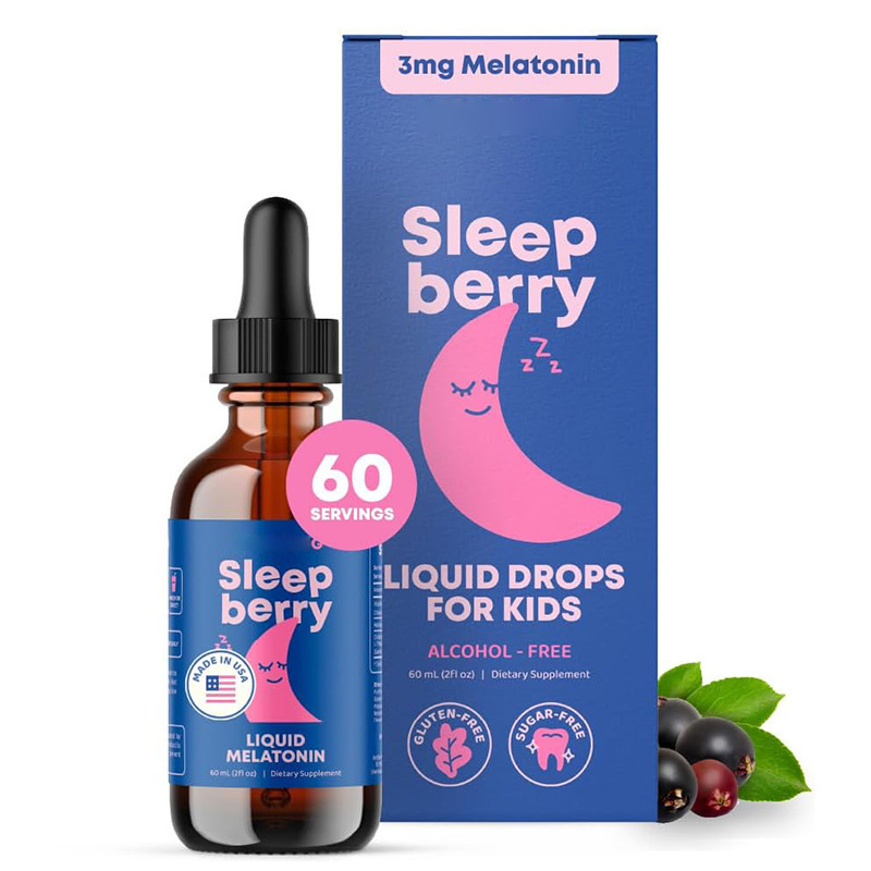 Sleepberry Kids Liquid Melatonin Drops 3mg, 60ml 60 Servings, Alcohol-Free Sugar-Free Gluten-Free Children Sleep Support Dietary Supplement