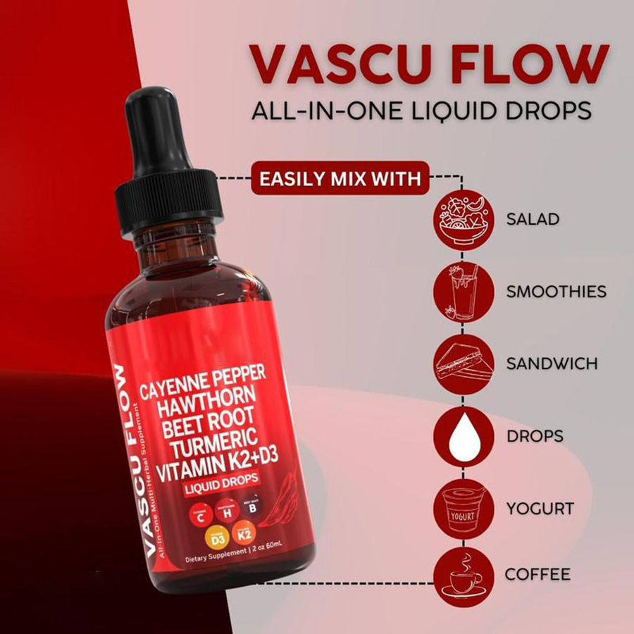 Cayenne Pepper Complex Liquid Drops 60ml, Hawthorn, Beet Root, Turmeric with Vitamin K2 & D3, All-in-One Herbal Heart & Circulation Support Vitamin Supplement